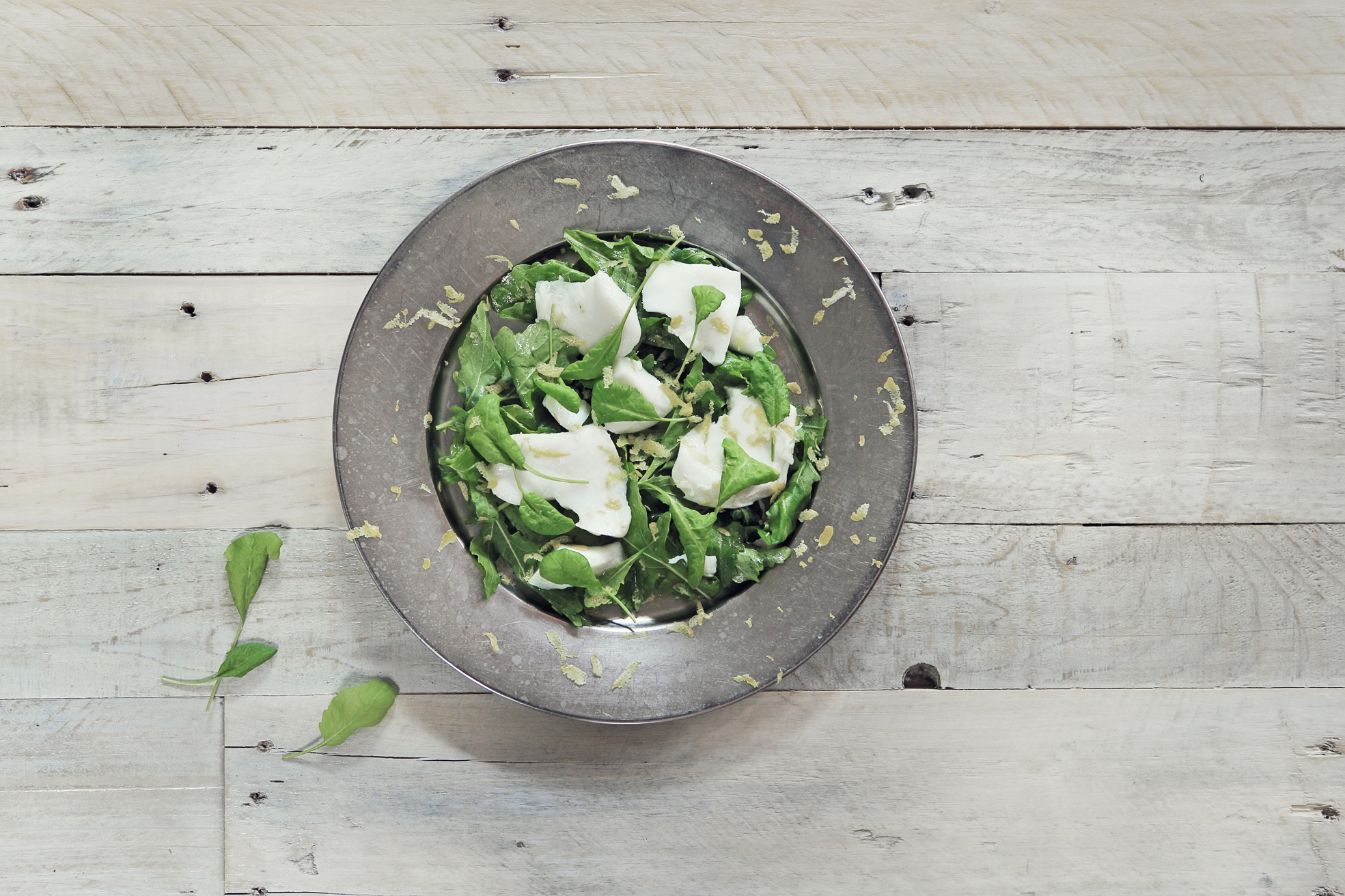 Confit of cod with rucola