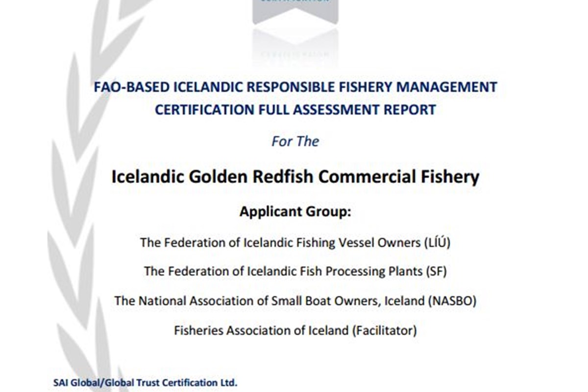 Golden Redfish certification report available online